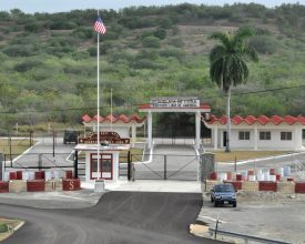 100716-N-8241M-008
GUANTANAMO BAY, Cuba (July 16, 2010) The North East Gate at Naval Station Guantanamo Bay, Cuba is the only entry and exit point to mainland Cuba from the naval station. It has been closed to base personnel since the United States broke off diplomatic relations with the Cuban government on January 3, 1961. (U.S. Navy photo by Chief Mass Communication Specialist Bill Mesta/Released)